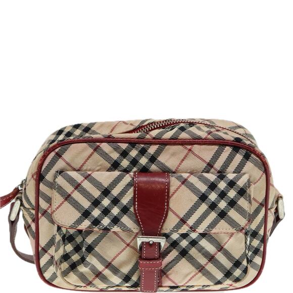 Burberry Nova Check Blue Label Shoulder Bag Nylon Beige Red Silver - Picture 13 of 16
